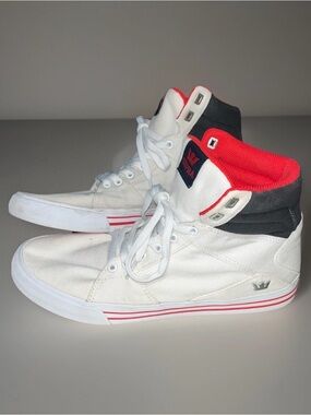 Supra Men's Aluminum Casual Shoes High Top Shoes-Canvas Mens 11 US White  Skate
